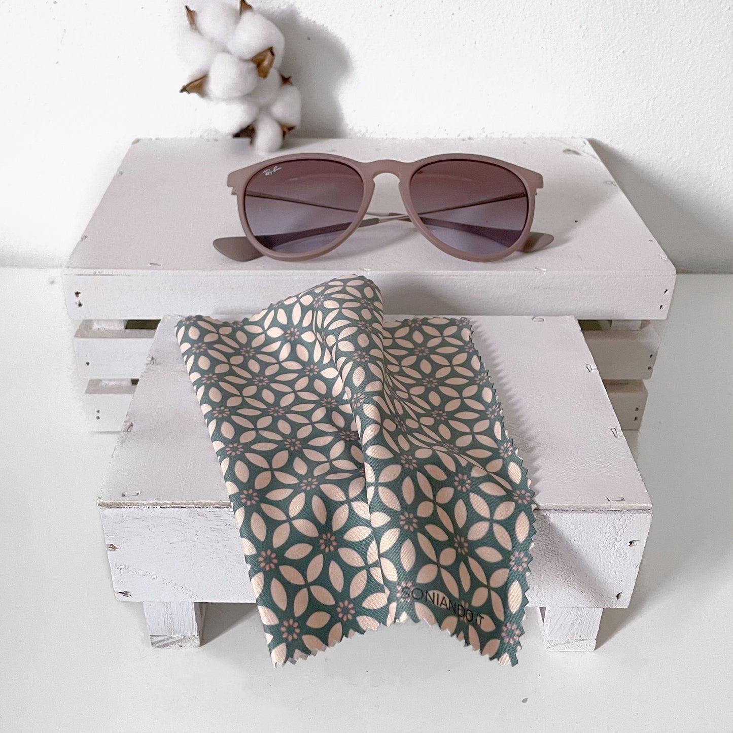 PANNO PULIZIA OCCHIALI VERDE MALVA