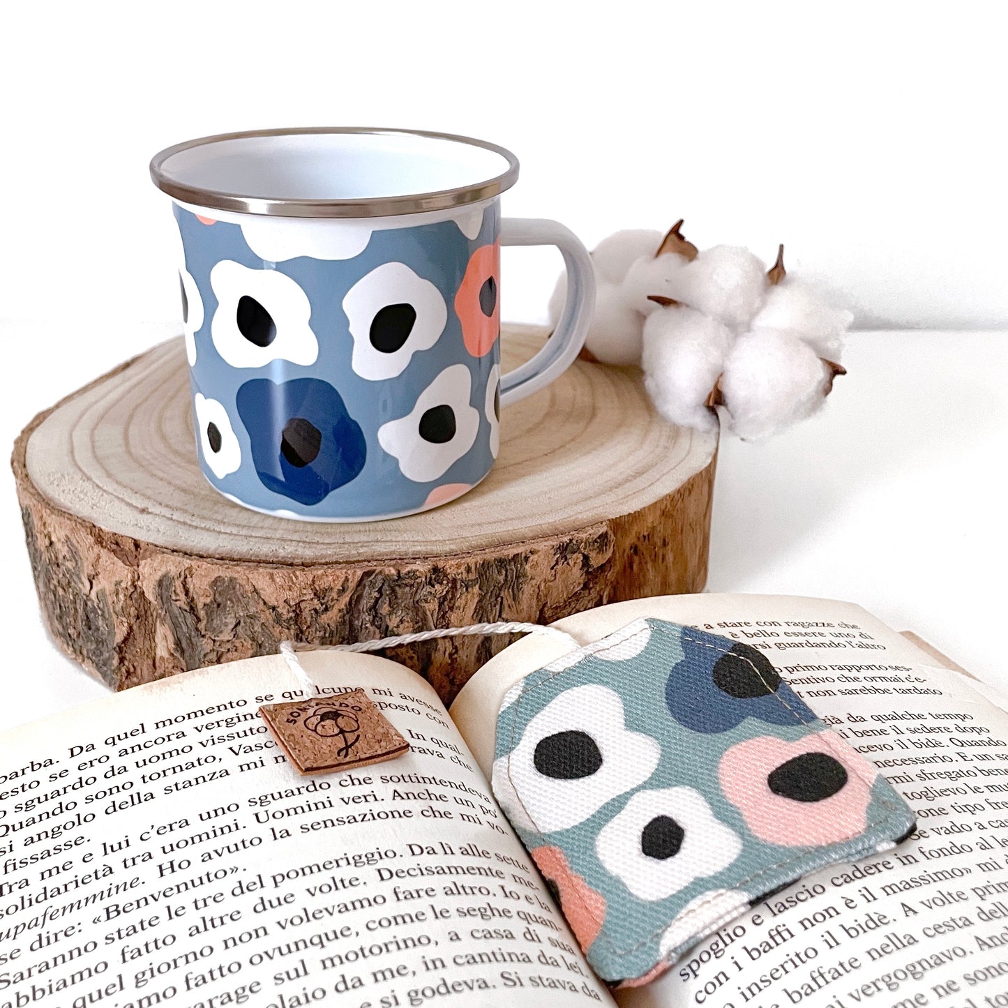 BOX TAZZA + SEGNALIBRO FIORI BASE MENTA