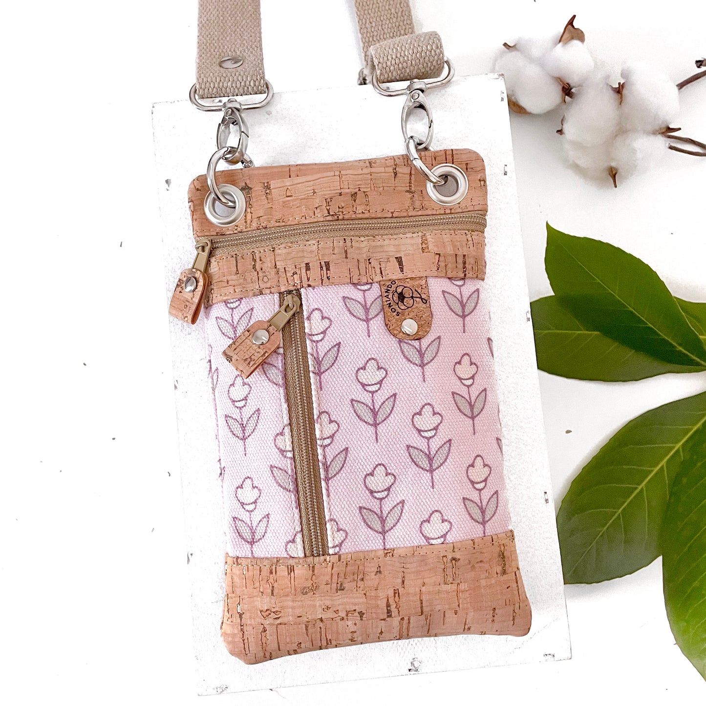 BORSA PORTA CELLULARE TULIPANI ROSA