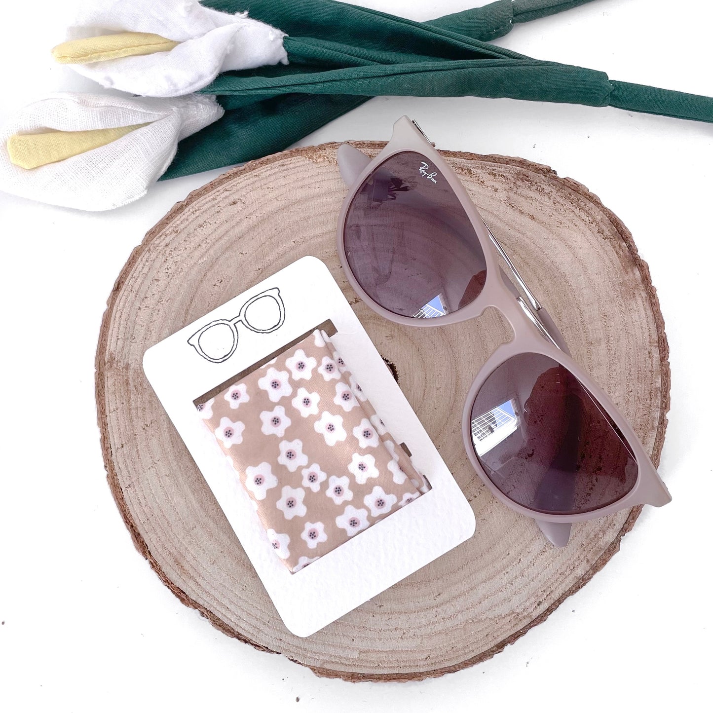 PANNO PULIZIA OCCHIALI FIORI BEIGE