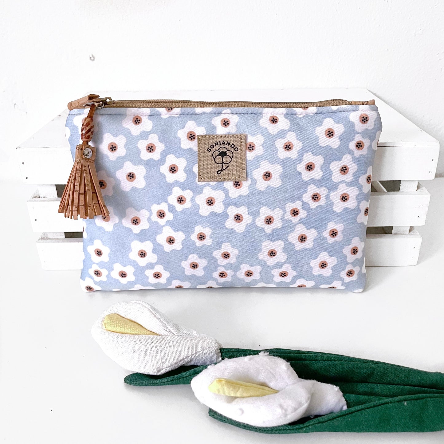 ASTUCCIO FLUFFY FIORI AZZURRO