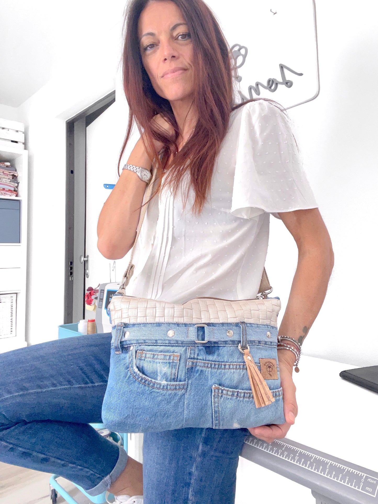 BORSA JEANS FIBBIA