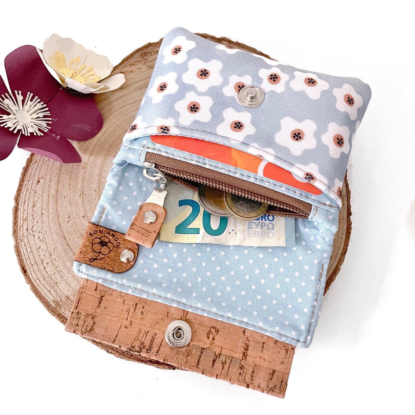 PORTAFOGLIO EVA MINI FIORI AZZURRI