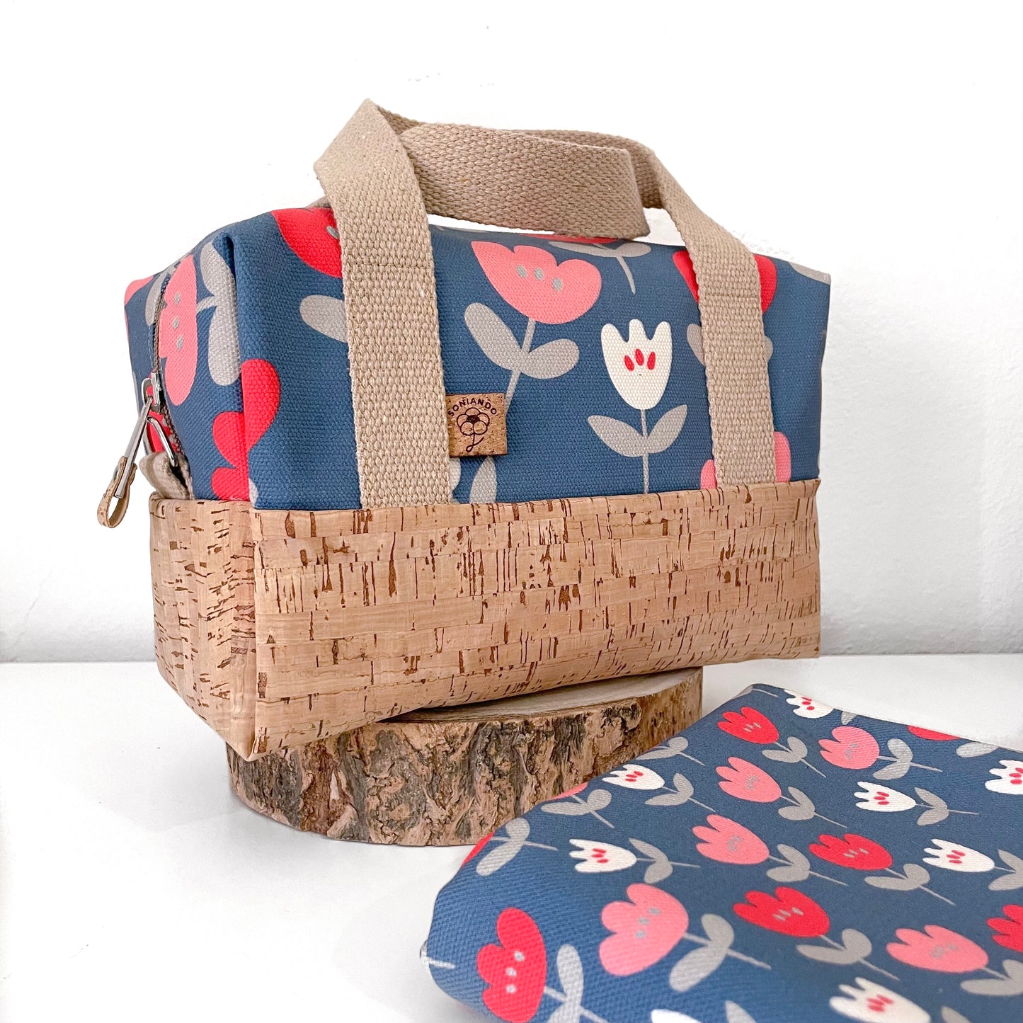 BORSA BEAUTY FLORA TULIPANI BLU