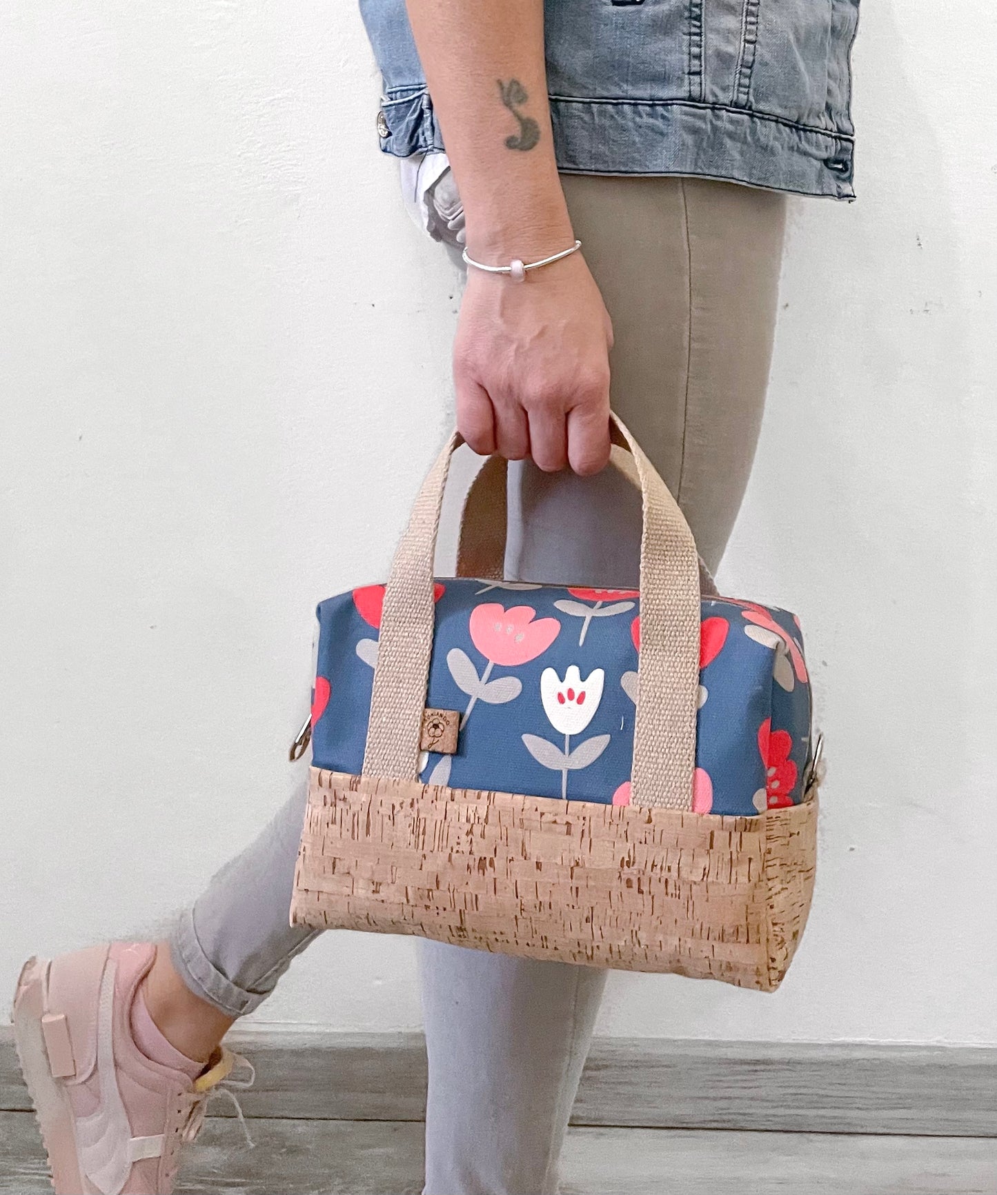 BORSA BEAUTY FLORA TULIPANI BLU