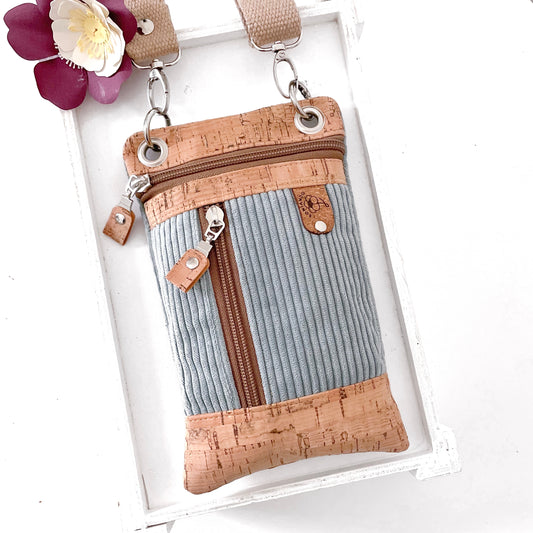 BORSA PORTA CELLULARE VELLUTO ACQUAMARINA