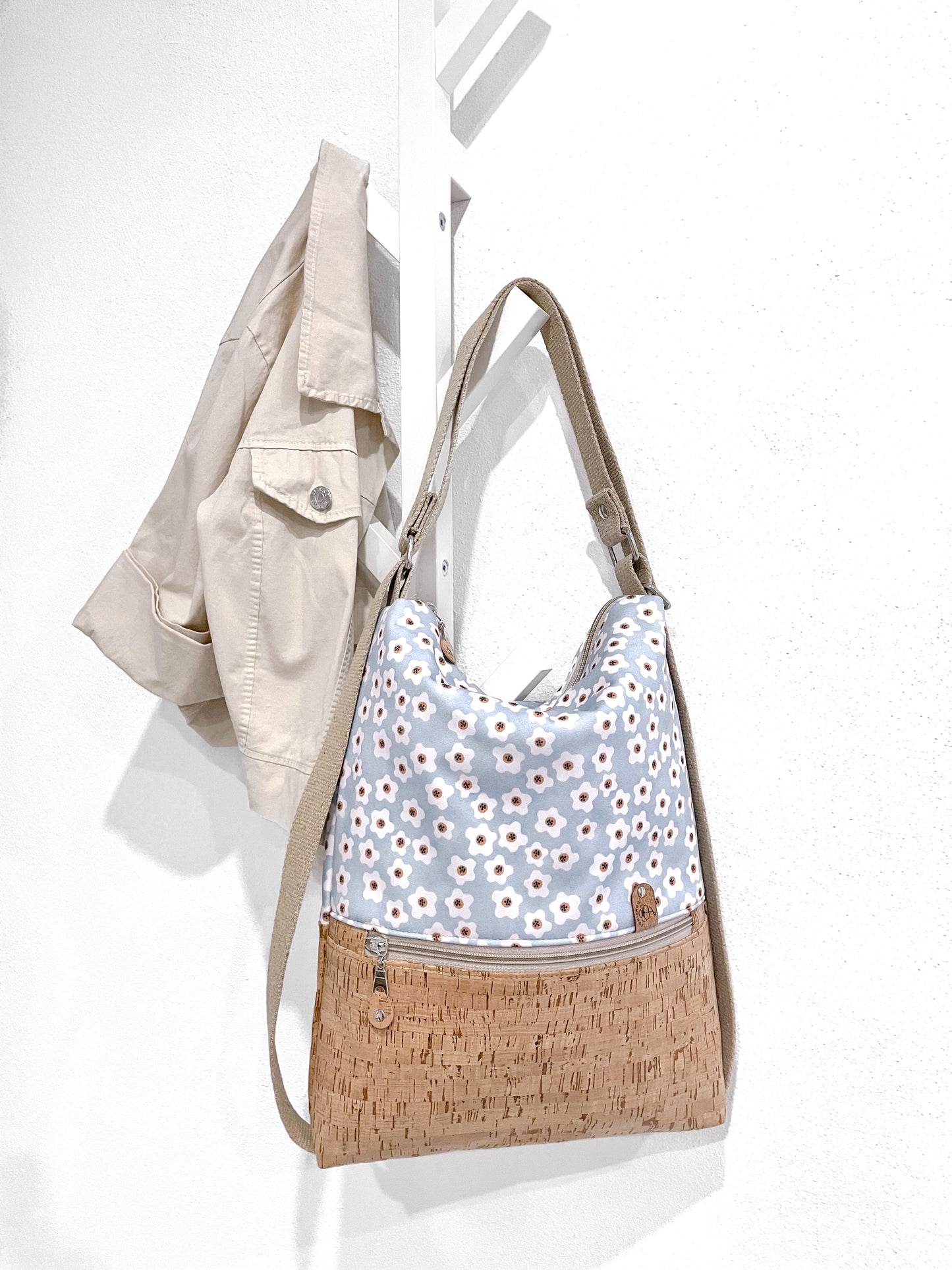 ZAINO/BORSA AZZURRO FIORI