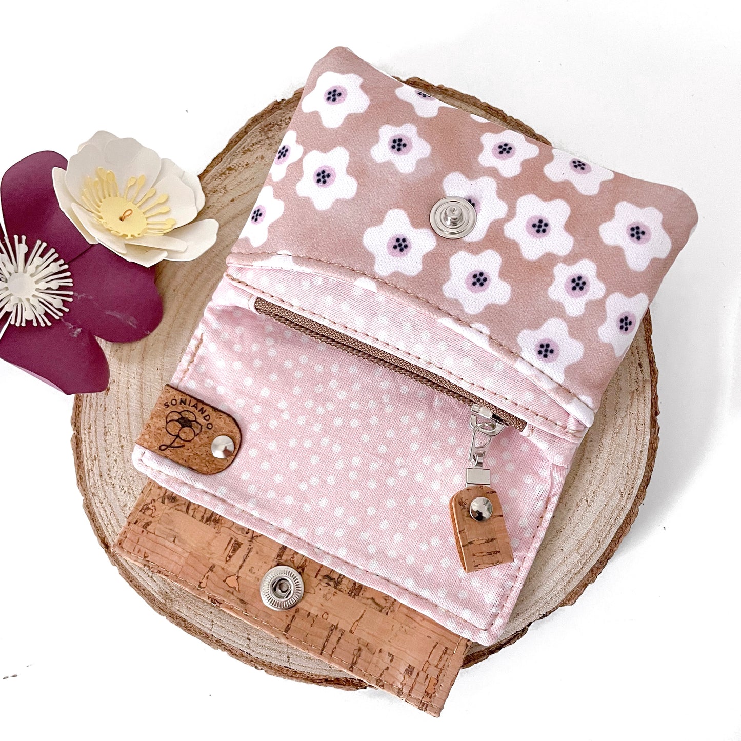 PORTAFOGLIO EVA MINI FIORI BEIGE