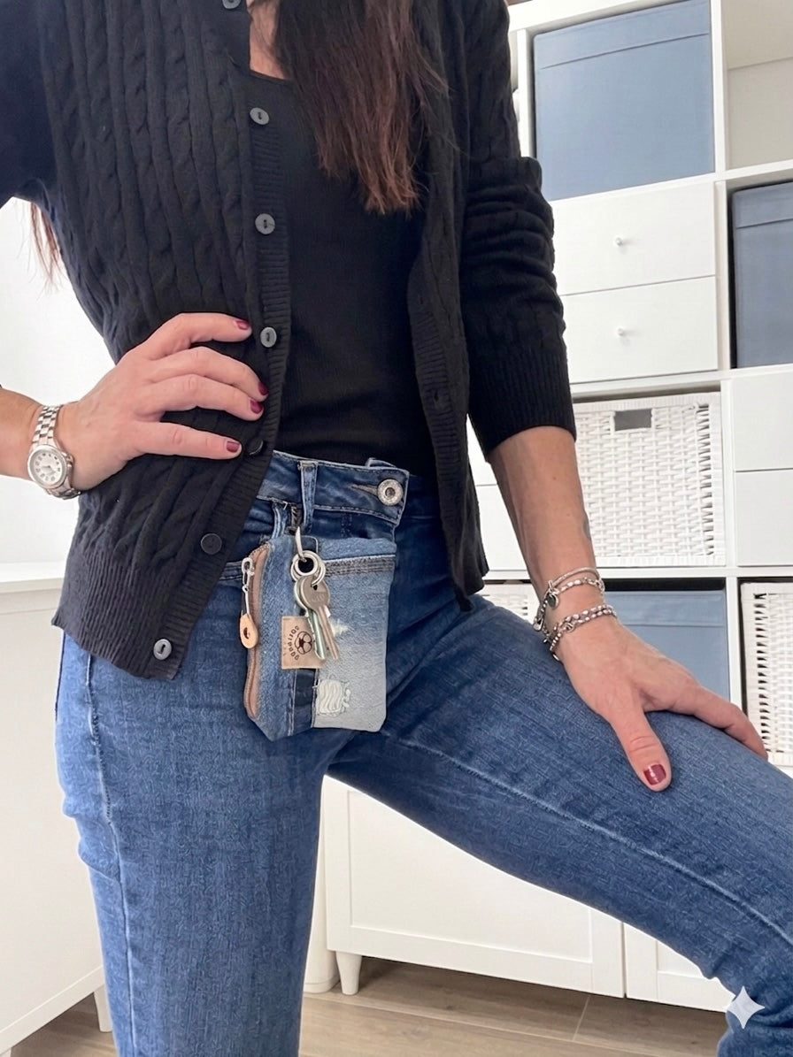 PORTAMONETE JEANS ROSSO BLU
