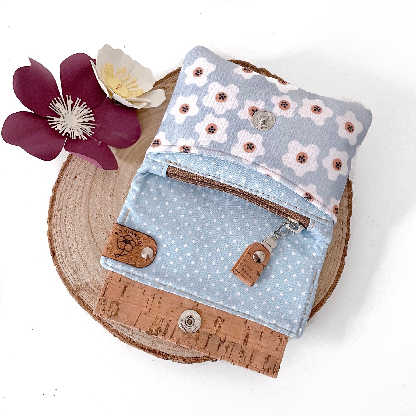PORTAFOGLIO EVA MINI FIORI AZZURRI