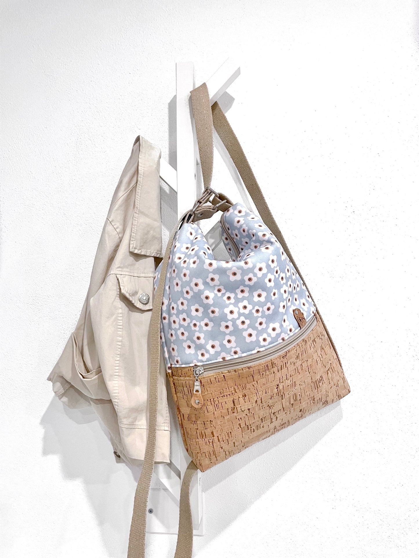 ZAINO/BORSA AZZURRO FIORI