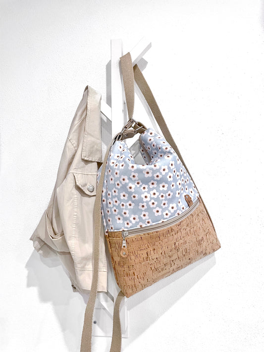 ZAINO/BORSA AZZURRO FIORI