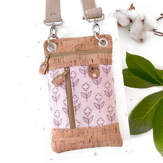 BORSA PORTA CELLULARE TULIPANI ROSA