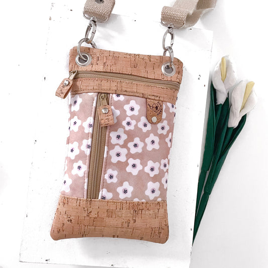 BORSA PORTA CELLULARE FIORI SABBIA