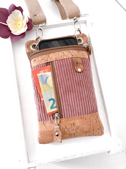 BORSA PORTA CELLULARE VELLUTO ROSA