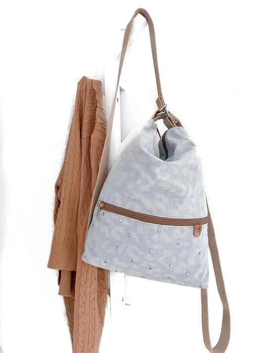 SACCA ZAINO/BORSA JEANS ANIMALIER