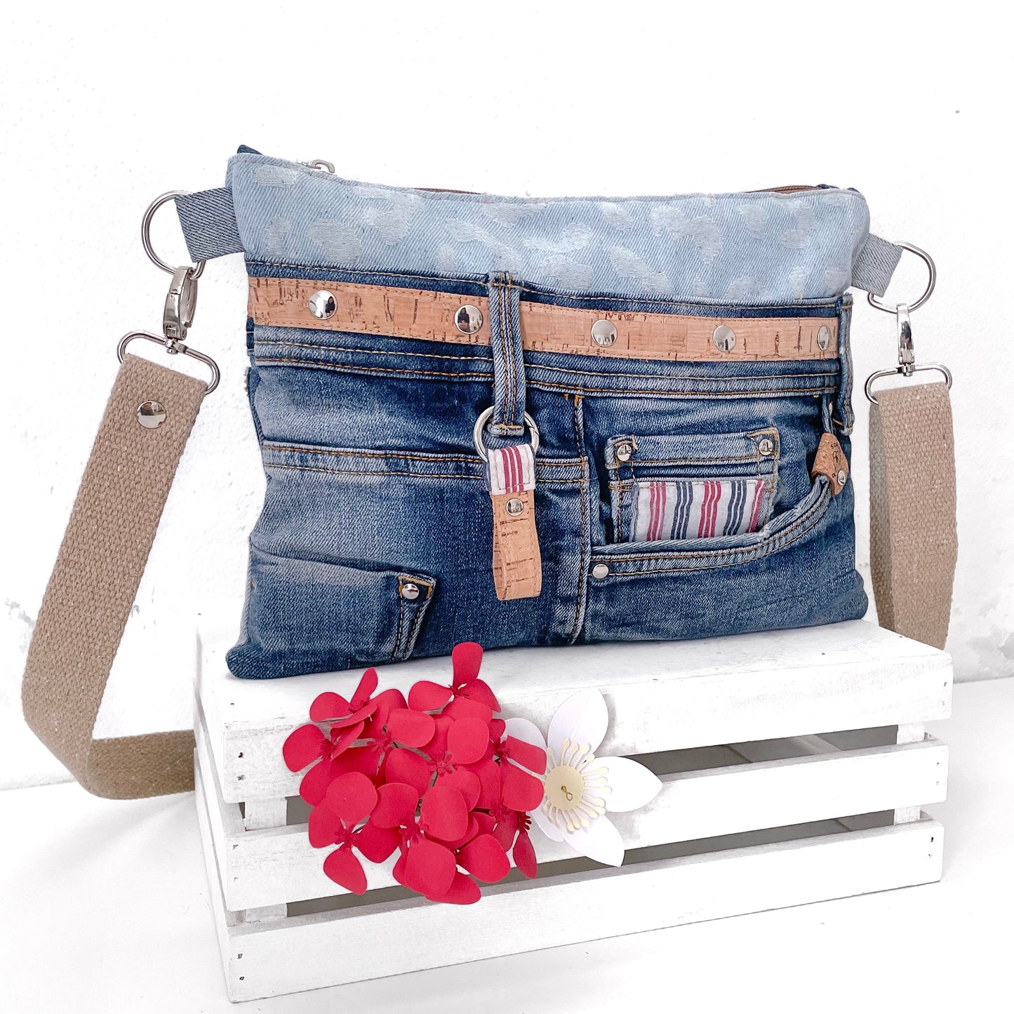 BORSA JEANS RIGHE