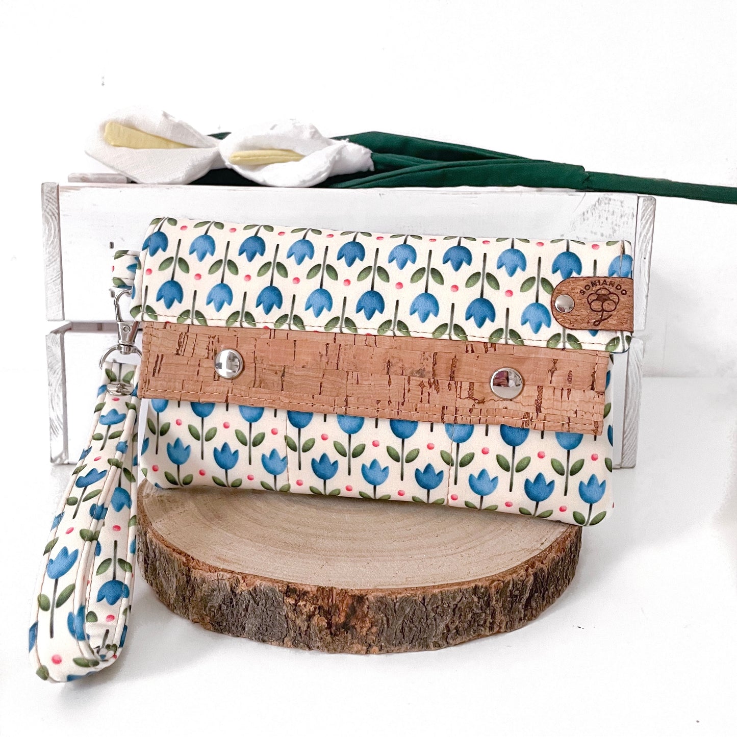 PORTAFOGLIO EVA TULIPANI BLU