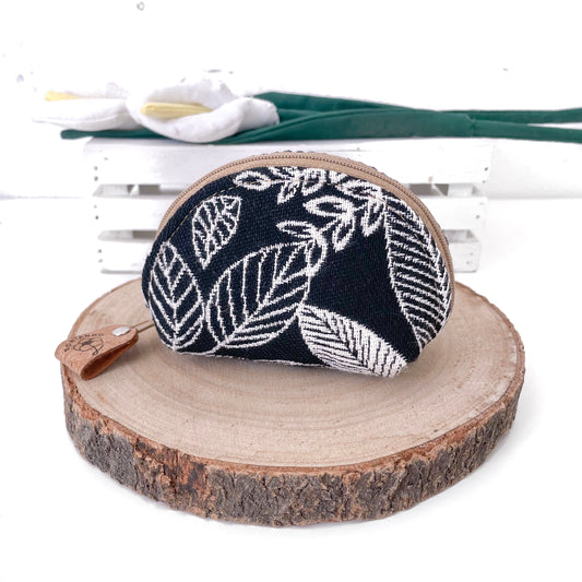 PORTAMONETE NERO FOGLIE