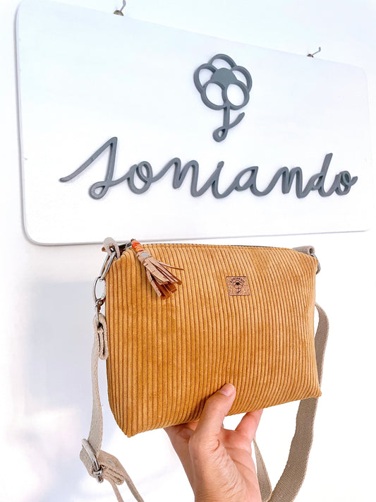 BORSA VELLUTO SENAPE