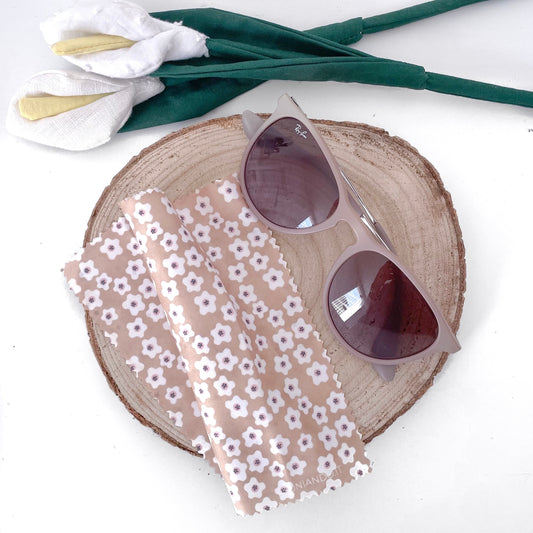 PANNO PULIZIA OCCHIALI FIORI BEIGE