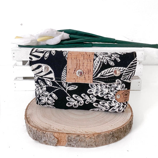 PORTAFOGLIO CINTURA NERO FOGLIE