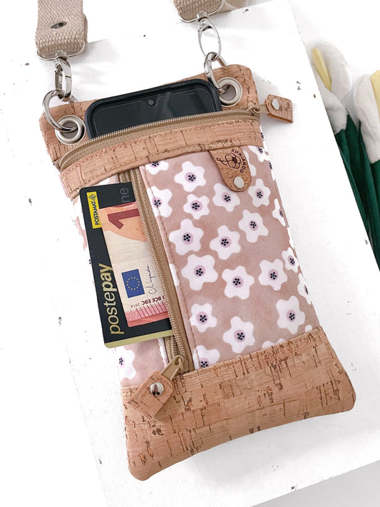 BORSA PORTA CELLULARE FIORI SABBIA