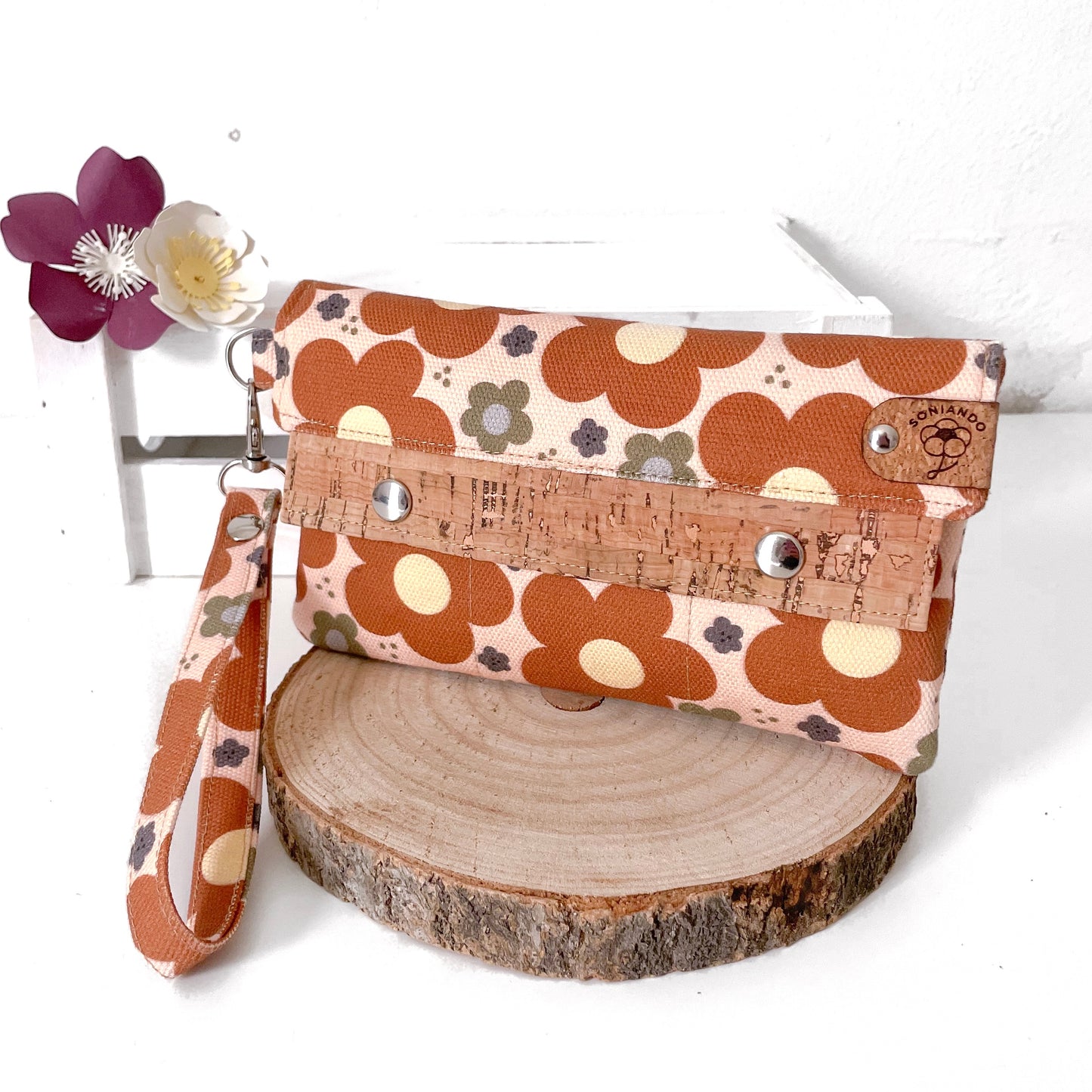 PORTAFOGLIO EVA FIORI MARRONI