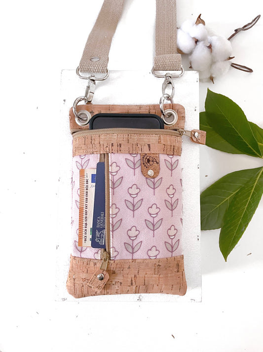 BORSA PORTA CELLULARE TULIPANI ROSA