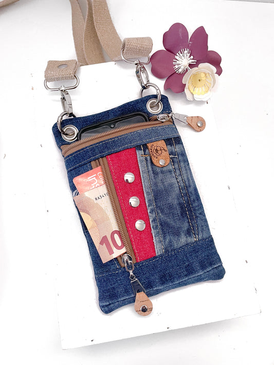 BORSA PORTACELLULARE JEANS RED