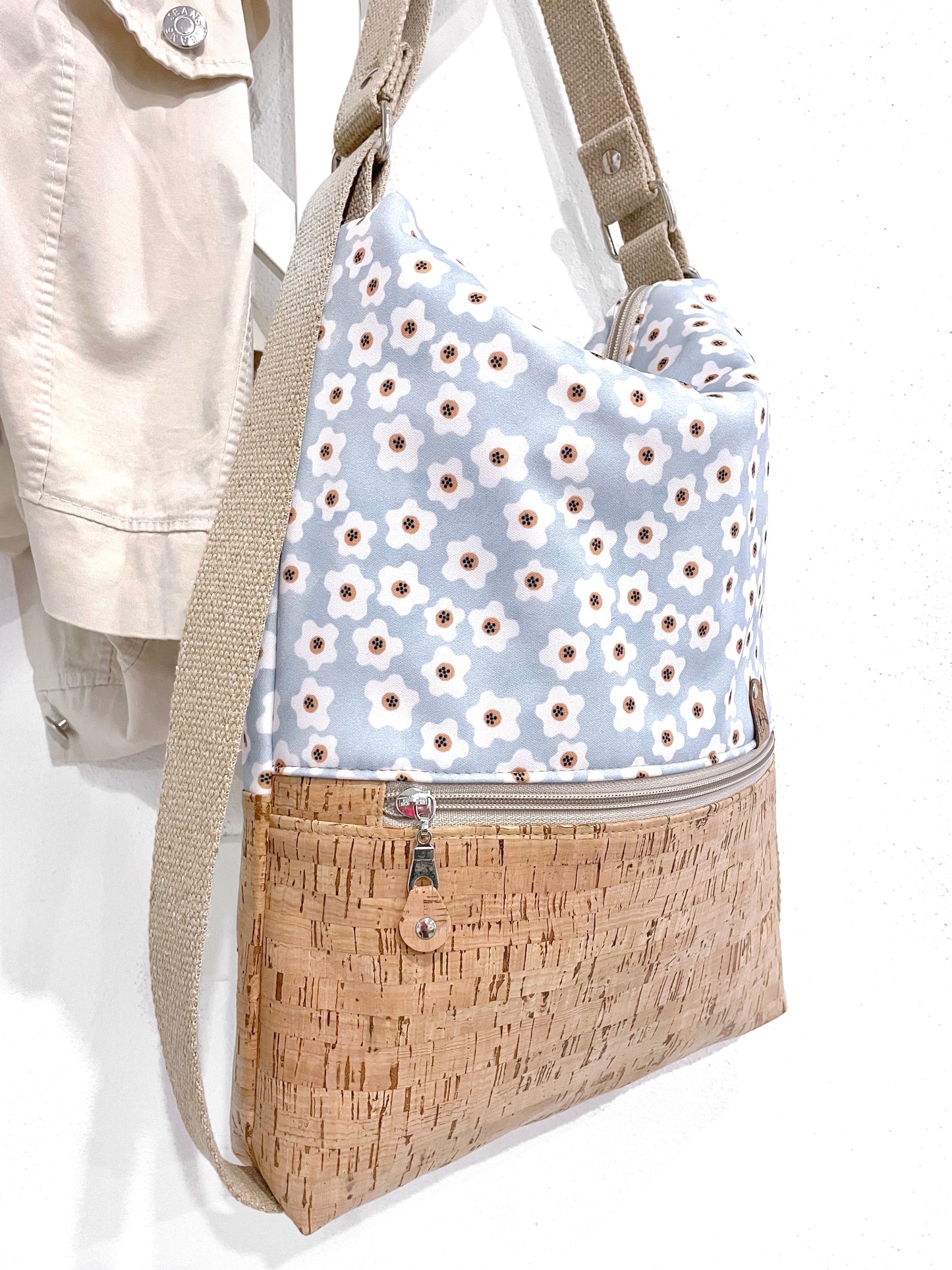 ZAINO/BORSA AZZURRO FIORI