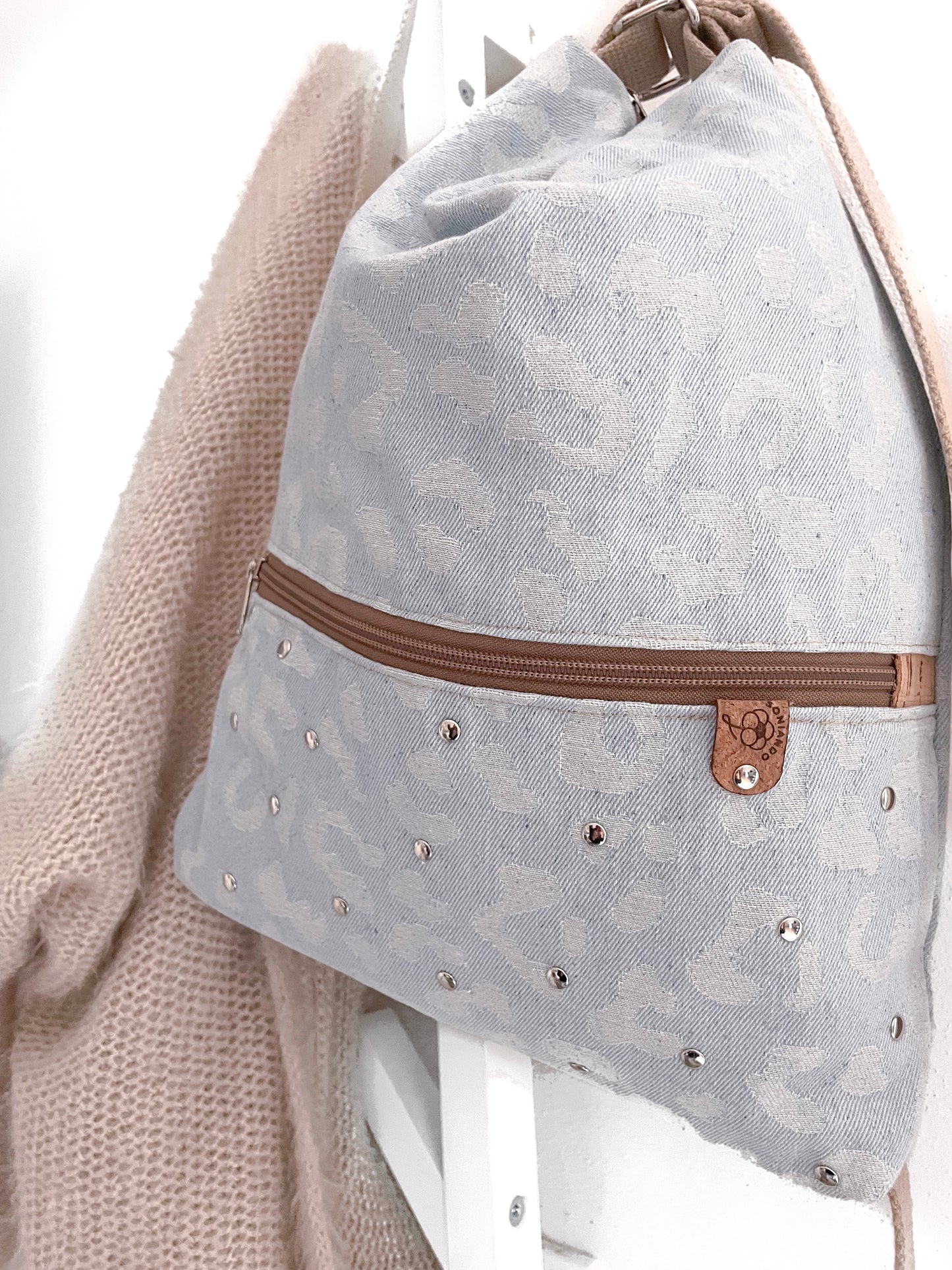 SACCA ZAINO/BORSA JEANS ANIMALIER