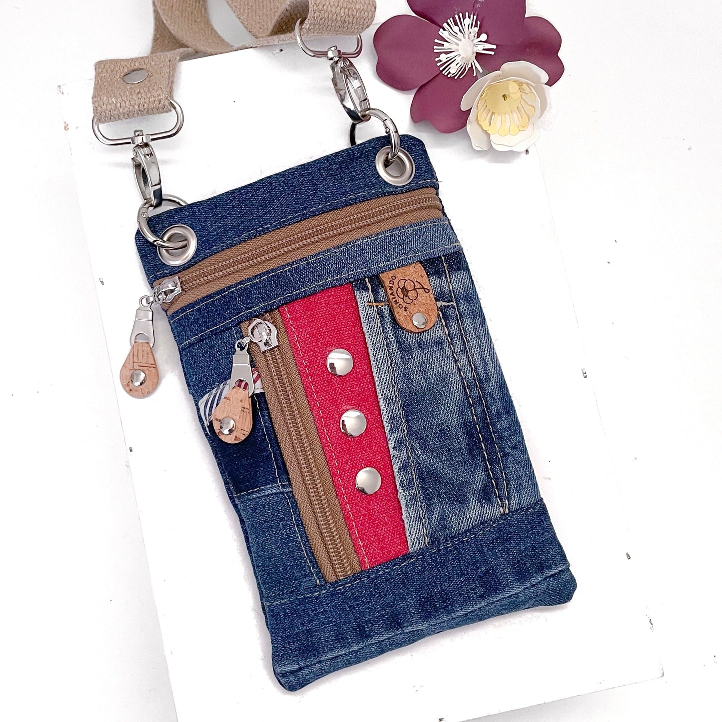 BORSA PORTACELLULARE JEANS RED