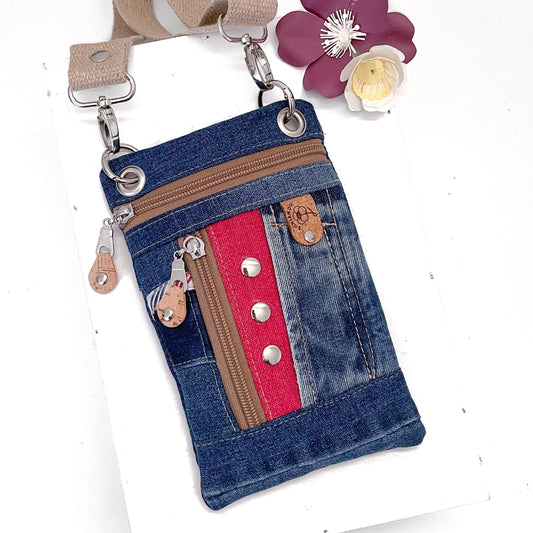 BORSA PORTACELLULARE JEANS RED