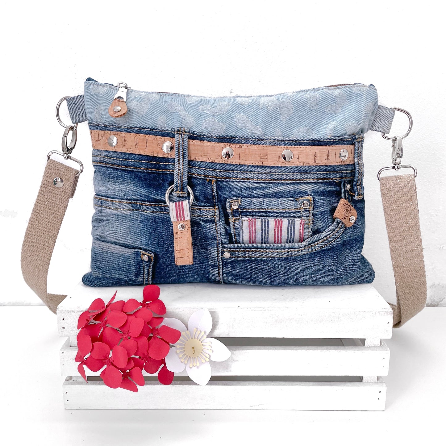 BORSA JEANS RIGHE